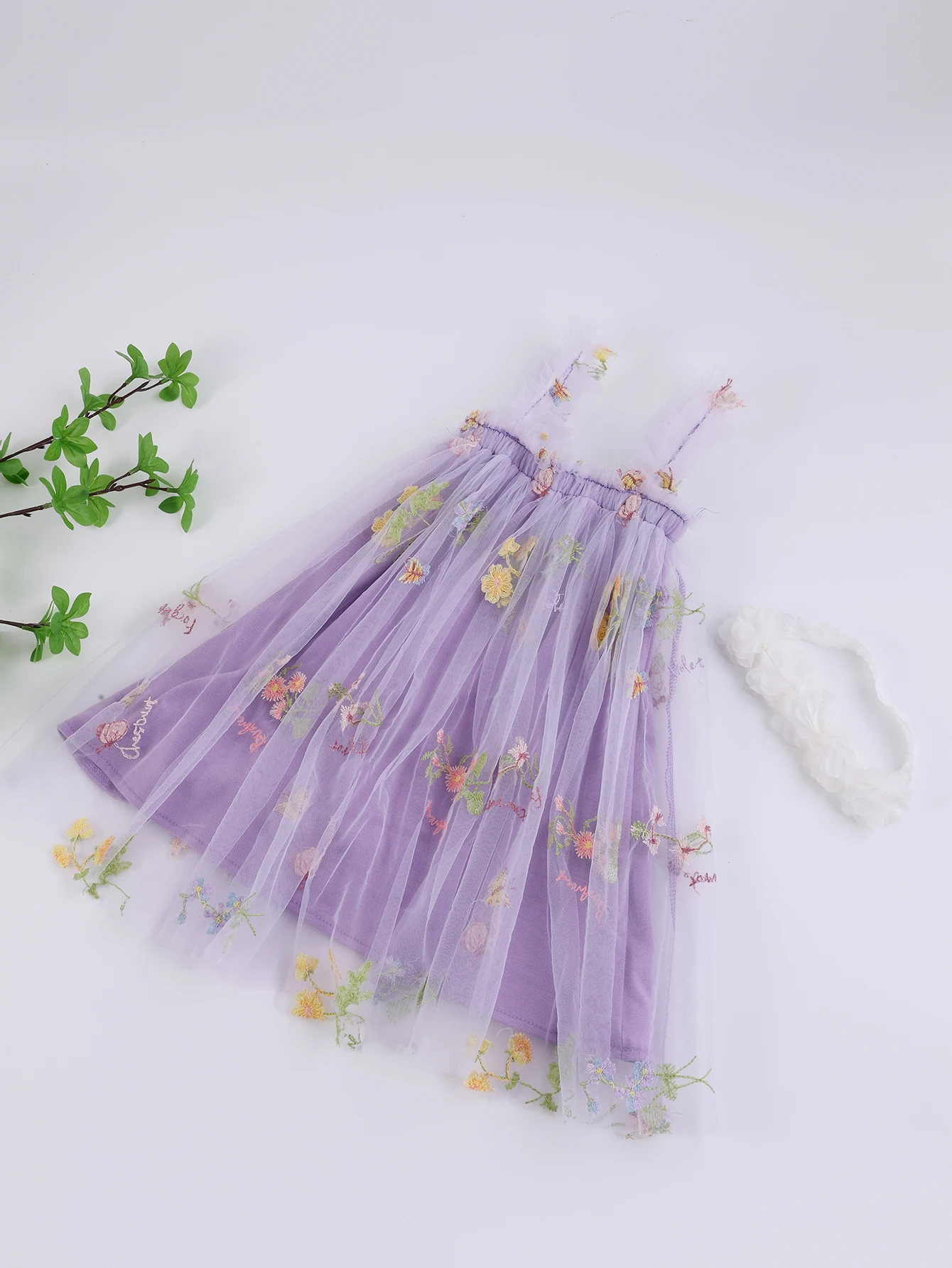 Entzückendes Kleinkind-Baby-Tutu-Kleid, ärmellos, Stickerei, Blumen-Tüll-Kleid, Prinzessinnenkleider für kleine Mädchen mit Blumen-Stirnband
