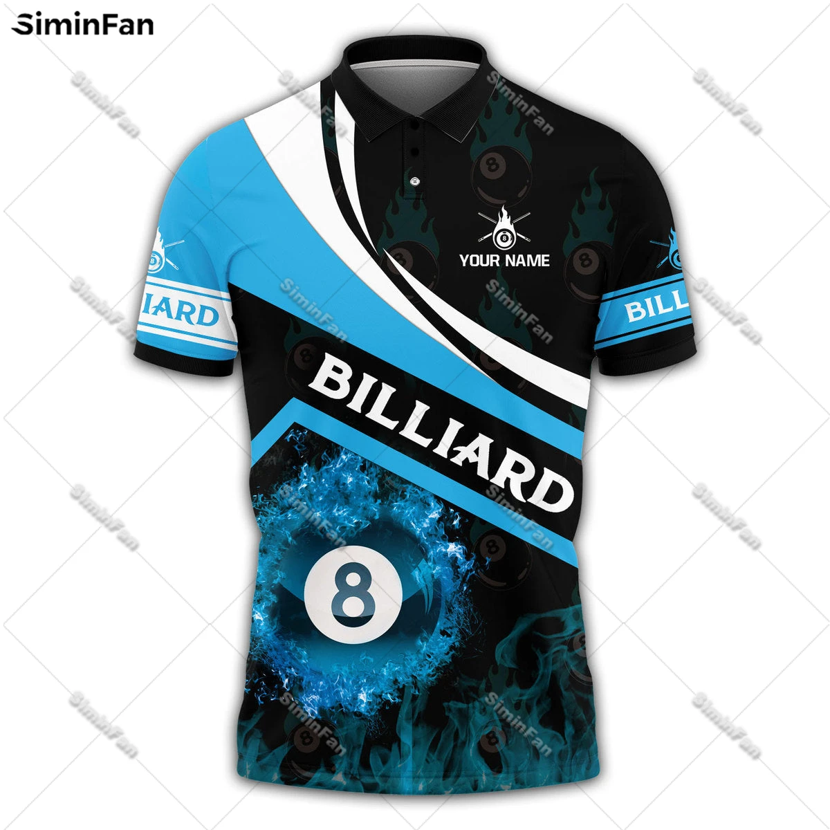 Custom Name Fire Billiards 3D All Over Printed Mens Polo Shirts Male Lapel Tee Unisex Summer Sporty Tennis Tshirt Female Tops-1