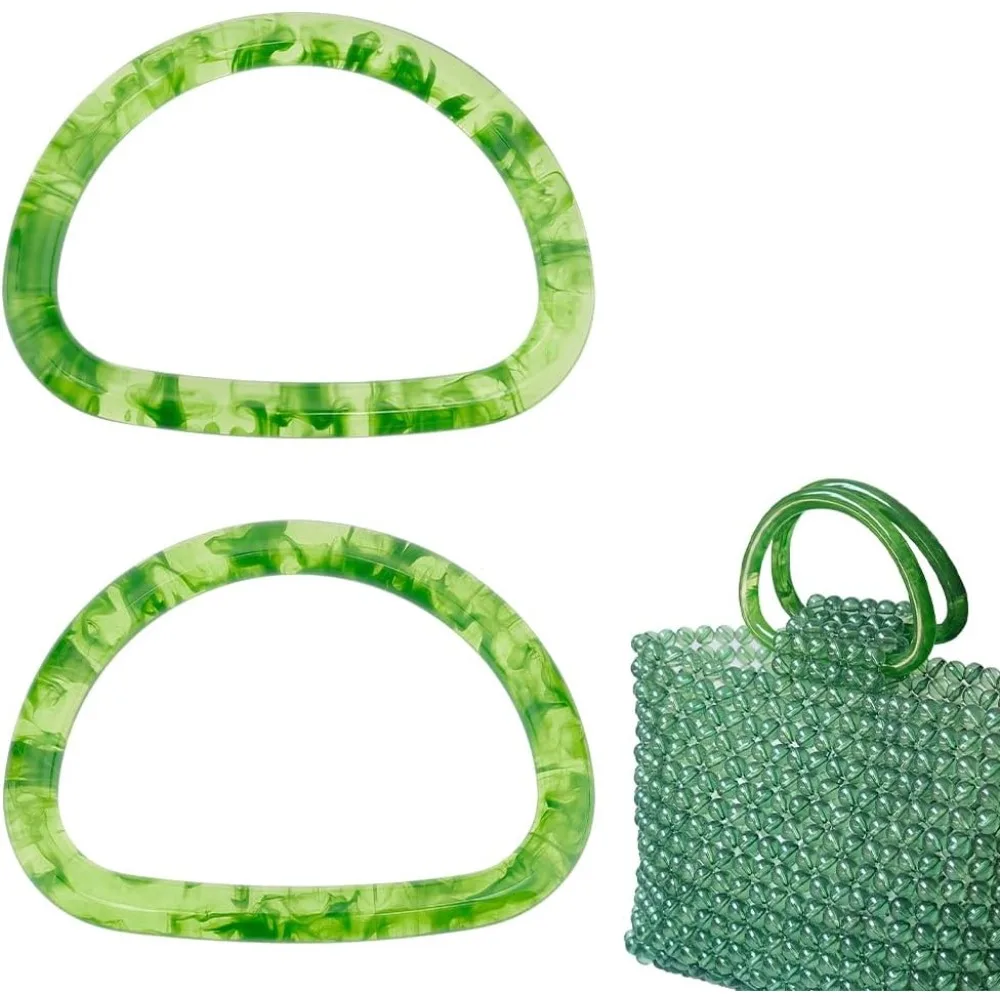 

2Pcs D Shape Purse Handles Purse Handle Plastic Amber Green Handbag Handles Bag Handles for Bag Making for Summer Beach Handbag