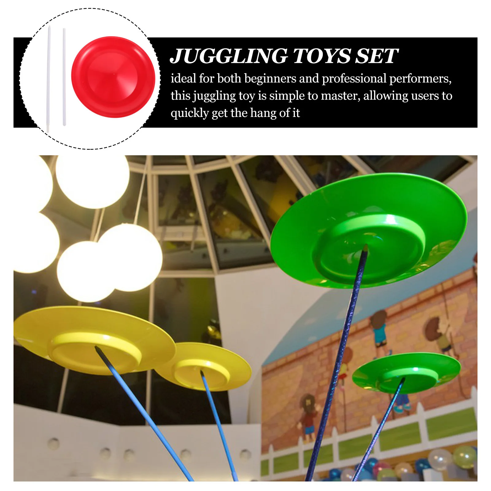 Spinning Plate With Sticks Juggling Props For Circus Skills Training Beginners Adult Performance Set Spinning Plate