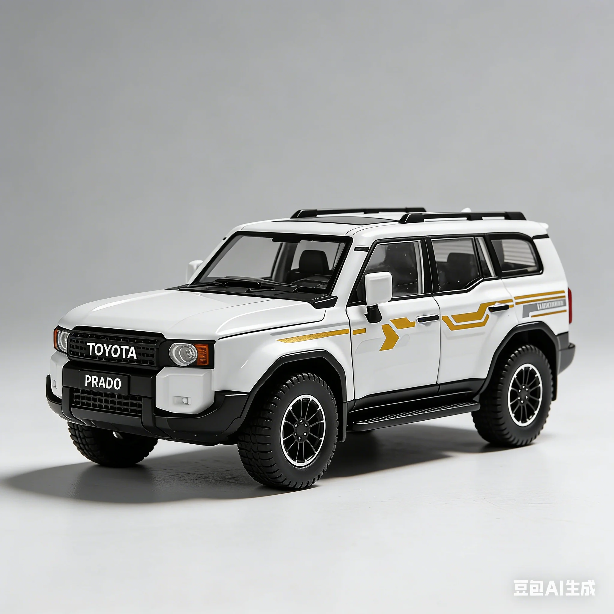 

Модель внедорожника Toyota Prado 1:24 из сплава, с функцией отката, звуком и светом, модный коллекционный сувенир в закрытой упаковке