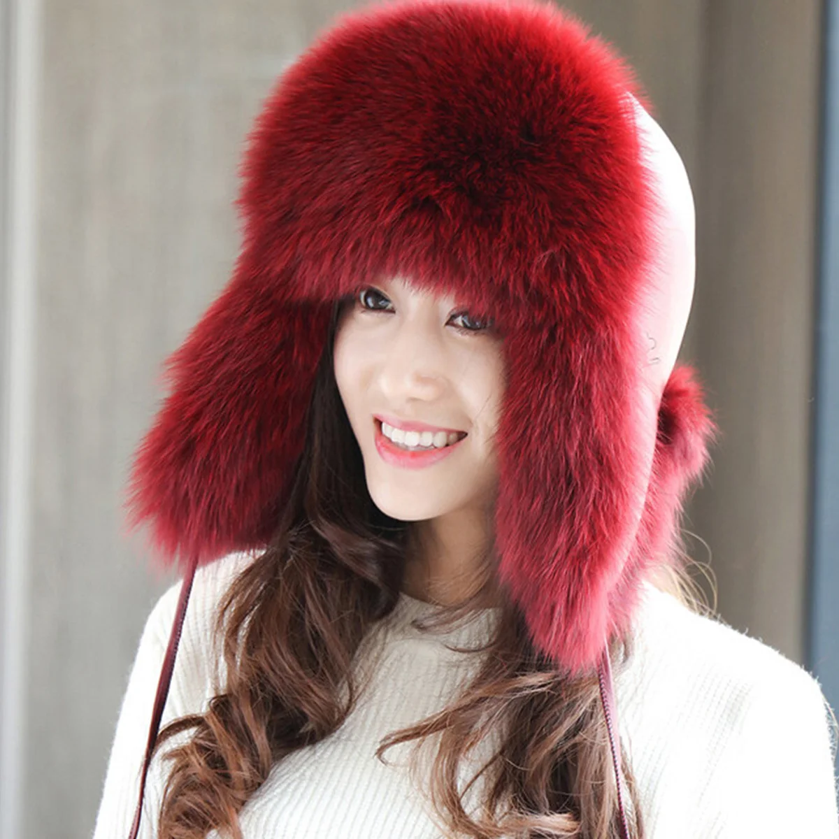 ريال فوكس الفراء إيرفلاب قبعة روسيا الشتاء اكسسوارات الدافئة حقيقية الثعلب الفراء الكرة منفذها القبعات 2026 جديد FEIMANUAN #5