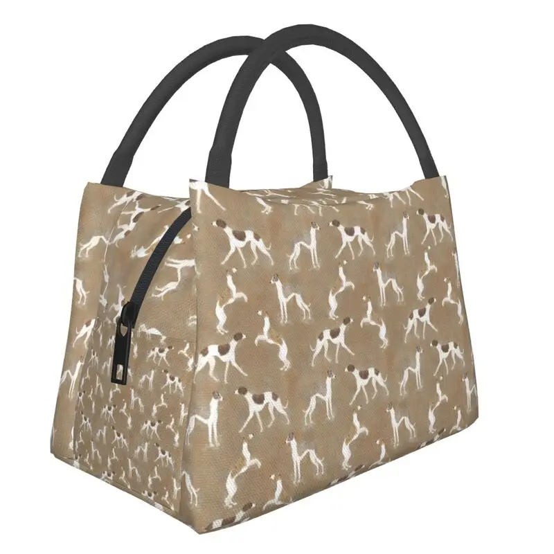 

Sighthound Whippets Pattern Insulated Lunch Bags for Women Leakproof Greyhound Dog Cooler Thermal Bento Box Work Picnic