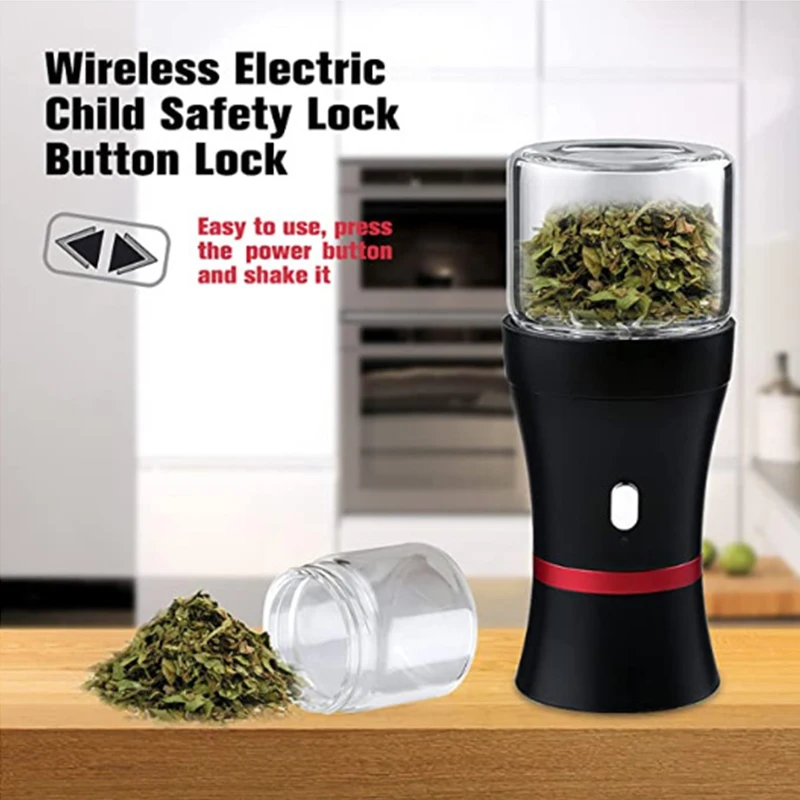 Electric Powerful Tobacco Grinder Mutifunction Herb Spice Smoke Grass Crusher with Safety Lock Kitchen Mills Smoking Accessories