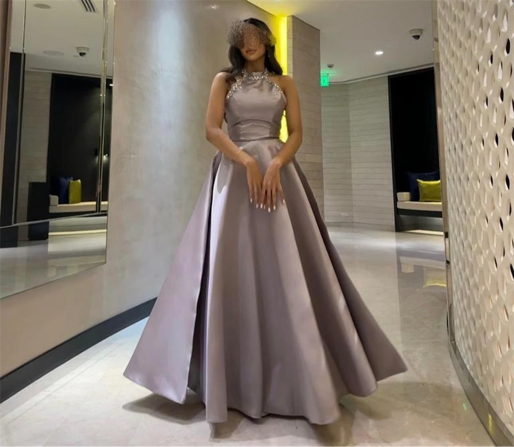 

Jiayigong Exquisite Halter Ball gown Cocktail Celebrity Sequin Draped Fold Satin dresses for women فساتين سهره فاخره 2023