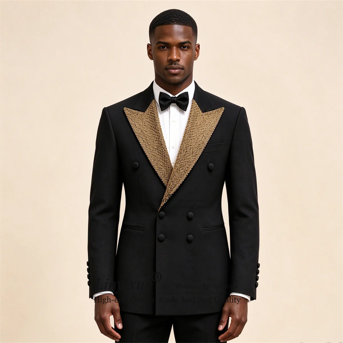 Customized Glitter Crystals Diamond Tuxedos Men Suits Sequin Lapel Wedding Male Groom Blazers 2 Pieces Sets Party Costume Homme