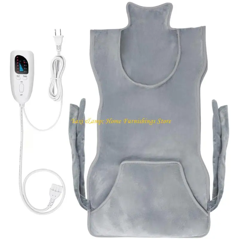 

W8EA Electric Heating Pad For Back Neck Shoulder Soft Flannel Wearable Wrap With Overheat Protections 120V