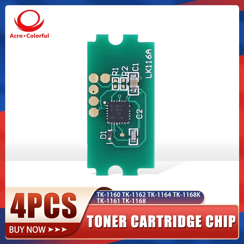 4 Pz Compatibile TK-1160 TK-1161 TK-1162 TK-1164 TK-1166 TK-1167 TK-1168K TK-1168 Circuito Integrato Della Stampante Per Kyocera Ecosys P2040Dn Toner