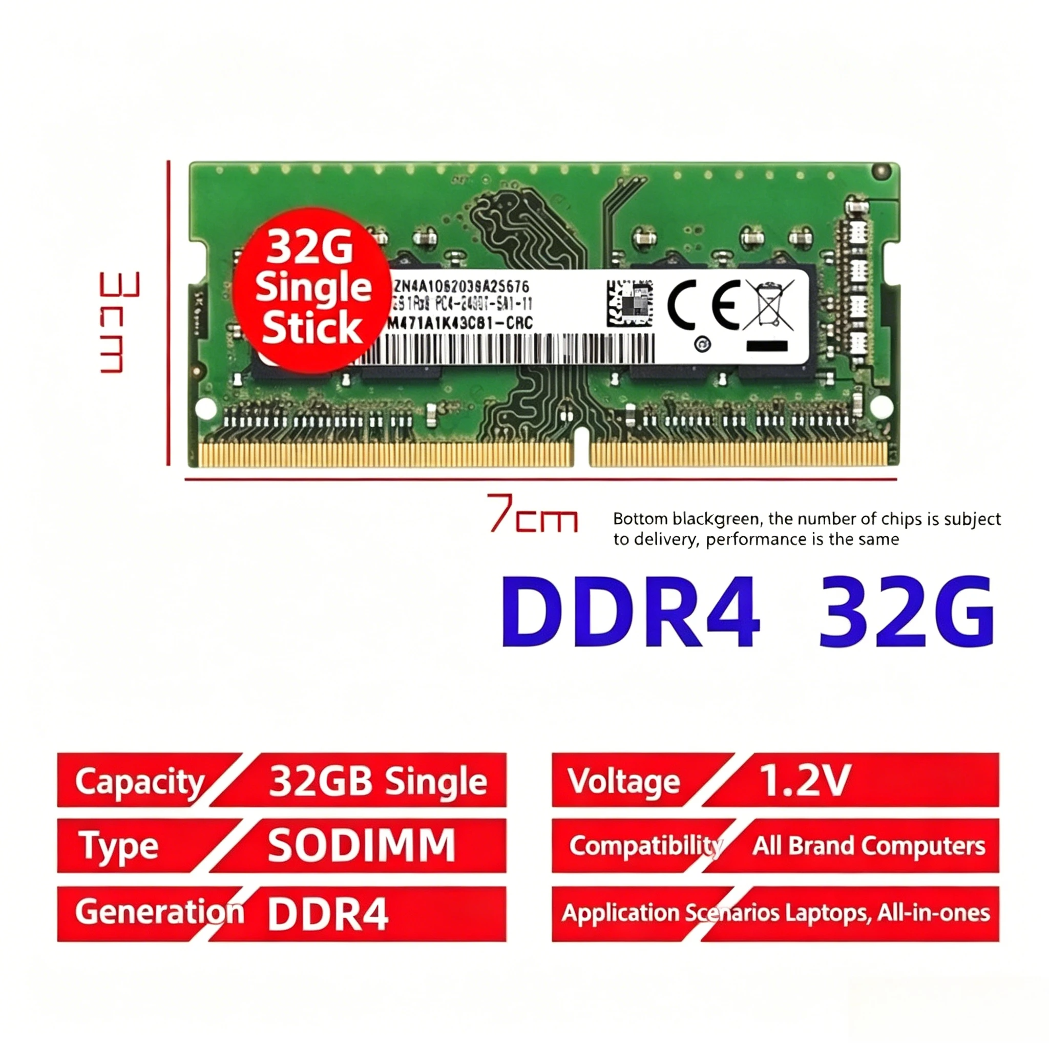 DDR4 Laptop RAM Sticks 4G/8G/16G/32G, 2400/2666/3200MHz Notebook Memory Module Replacement Parts