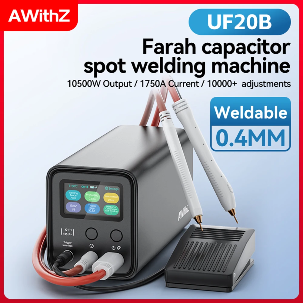 AWithZ UF20A Farad Capacitor Nickel Spot Welding Machine With 99 Levels Adjustable For Welding 0.4mm 10.5KW