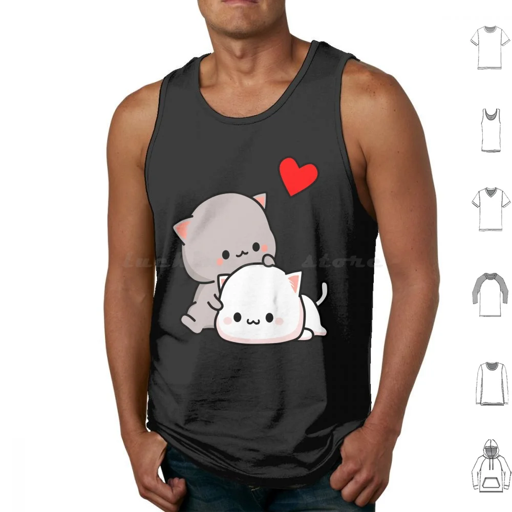 Peach Cat And Goma Love Never Fails Tank Tops Vest Sleeveless Mochi Mochi Peachcat Peach Goma Peach And Goma Brown Bear And