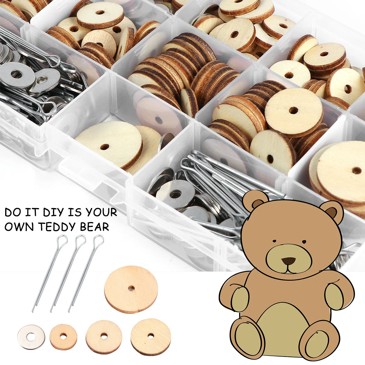 

90 set Wooden Joint Connectors Diy Making Craft Rotatable Joints Set Bear Puppet Accessories Kids Parent Child Activity Supplies