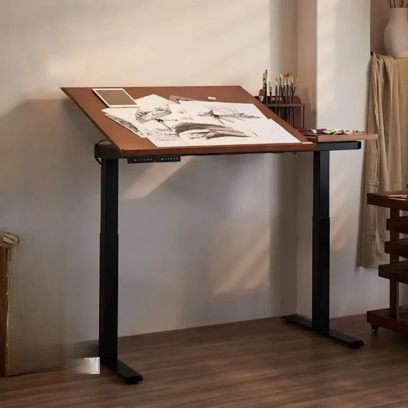Mesa de pintura con elevación eléctrica, mesa de pintura, mesa de dibujo multifuncional de madera maciza