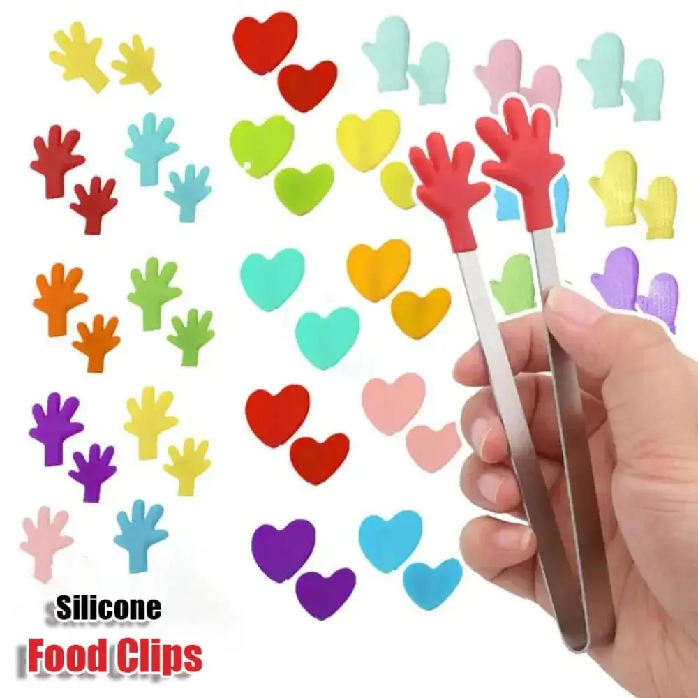 Cute Hand-shaped Food Clips Non-slip Silicone Snack Clips Mini Tweezers