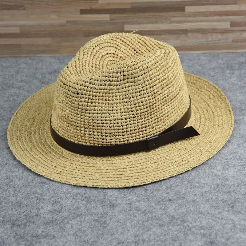 Men Big Size 63cm Raffia Straw Hat Large Headcircumference Summer Sunscreen Sun Hats Outdoor Vacation Sunshade Beach Hat Panama