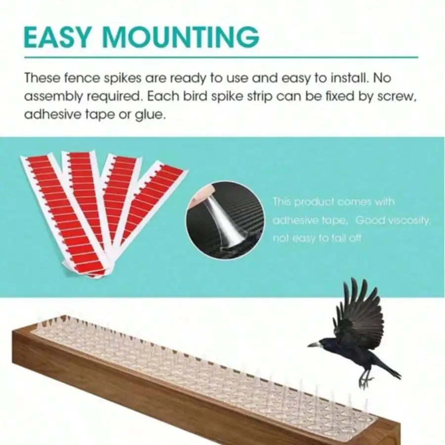 Plastic Bird Spike Strips Repellent for Cats Anti Pigeon Repeller Outdoor Squirrel Garden Fences Bird Control Spikes