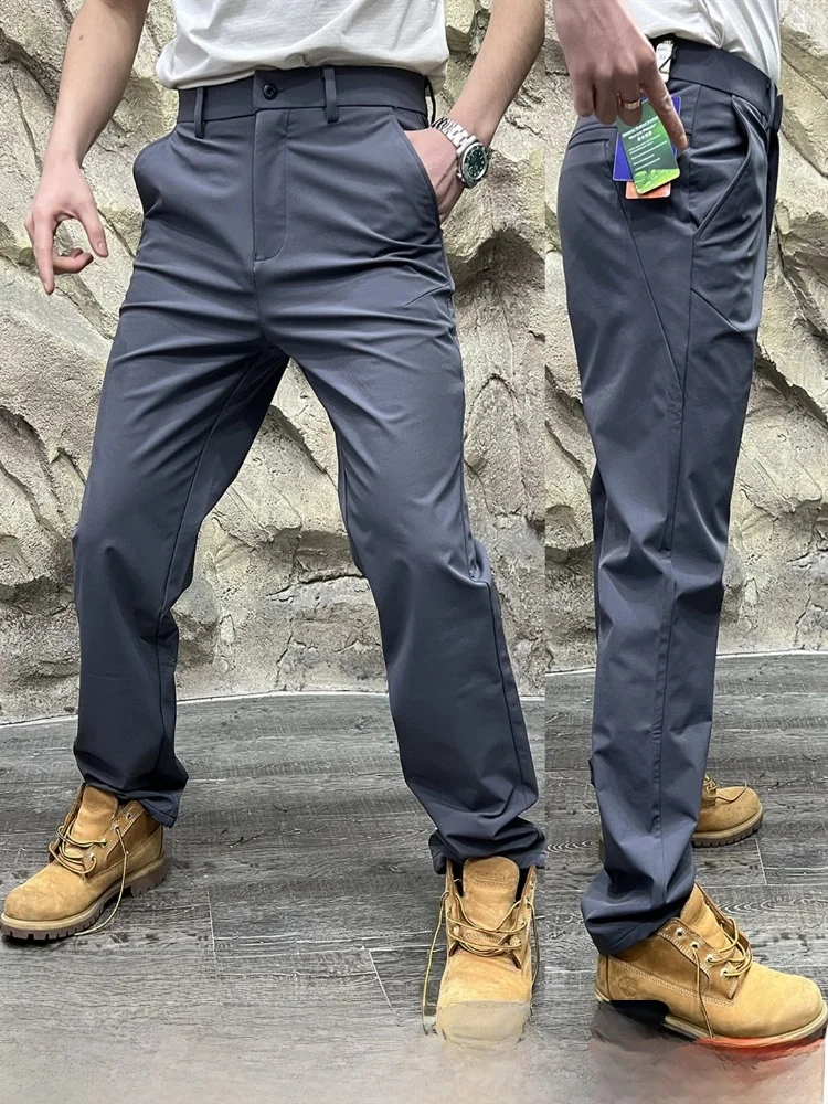 

Итальянские люксовые утепленные мужские повседневные брюки с технологией дальнего инфракрасного излучения, осенне-зимние, водонепроницаемые, прямого кроя