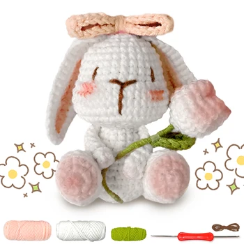 YAMAXIN DIY Crochet Set 1PC Tulip Rabbit Material Kit Easy Arts Crafts Knitting for…