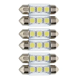 6X C5W 3 LED SMD 5050 36mm Xenon White Bulb Plate Shuttle Festoons Dome Ceiling Lamp Car Light