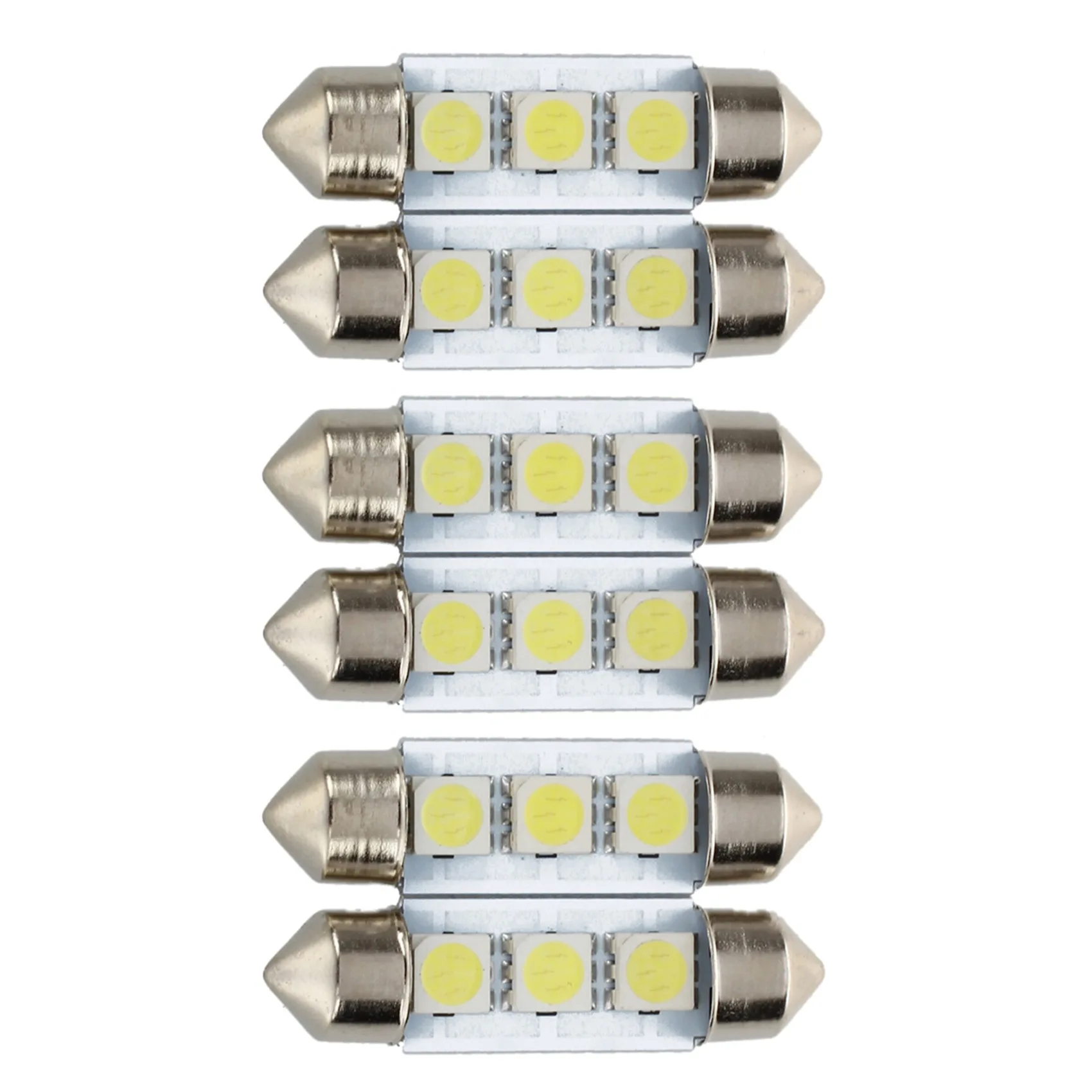 6X C5W 3 LED SMD 5050 36mm Xenon White Bulb Plate Shuttle Festoons Dome Ceiling Lamp Car Light