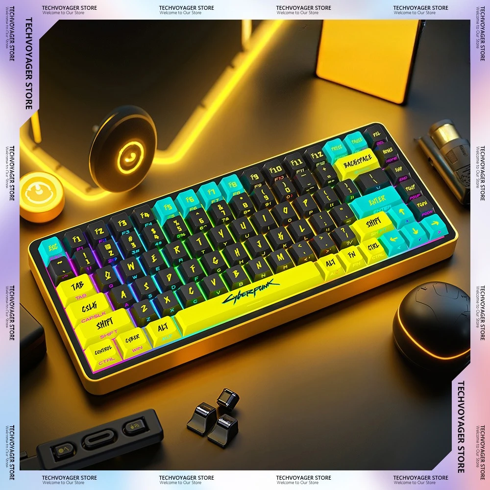 

Киберпанк 129 клавиш, механическая клавиатура, колпачки для клавиш, материал PBT, термосублимация, боковая резьба, индивидуальная клавиатура, колпачки для ПК, подарки