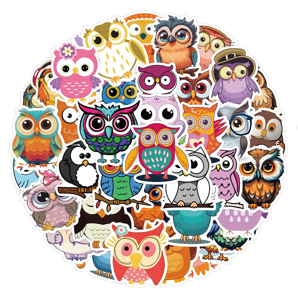 10/30/50pcs Cute Cartoon Owl Graffiti Stickers Waterproof DIY Notebook Skateboard Luggage Stationery Vinyl Kid Sticker Wholesale