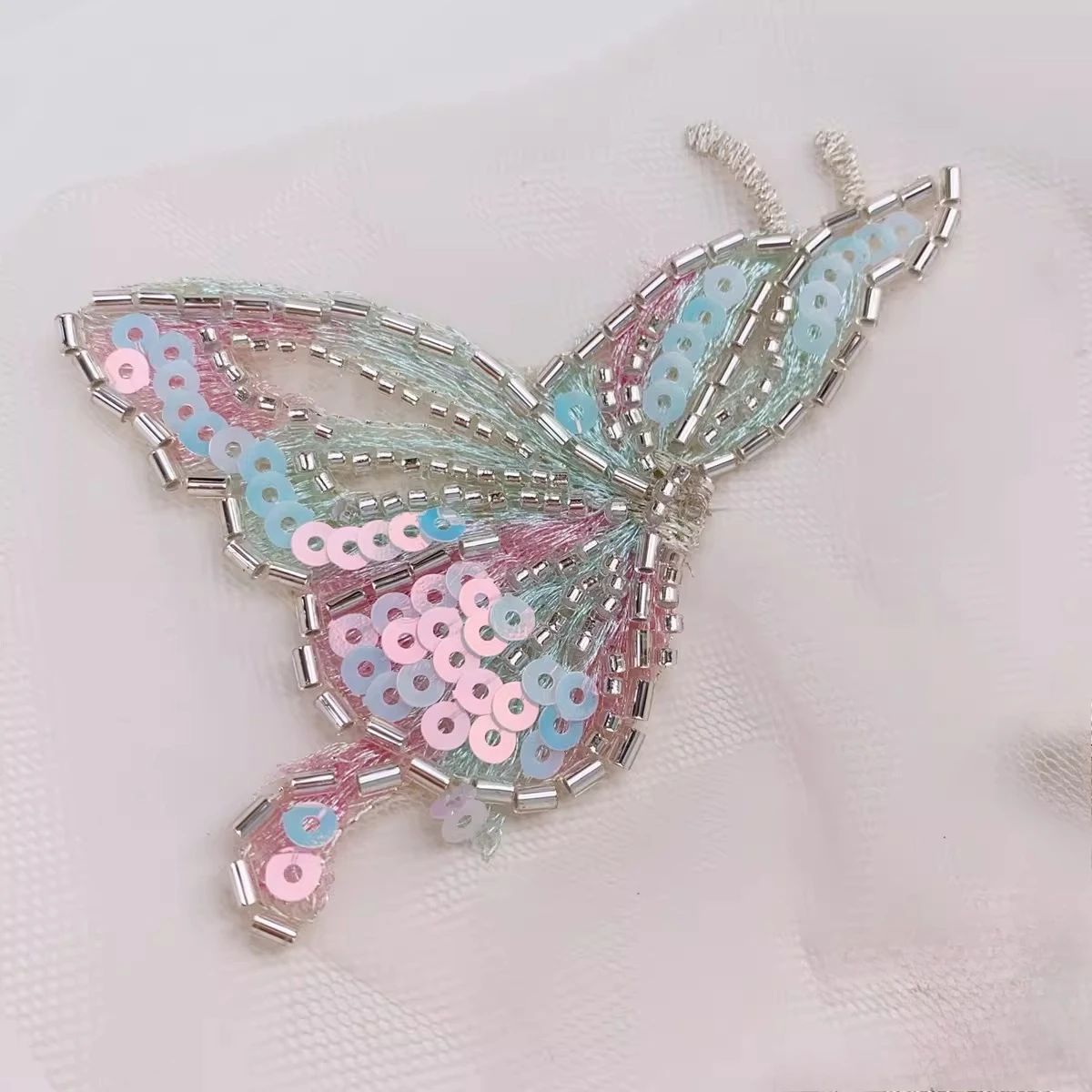 SMEALE 1Set Perlenstickerei Schmetterling Blume Spitzenapplikation.Kinderkleidung Kleid Dekoration Aufkleber.Aufnäher für Kleidung. – Detail 7