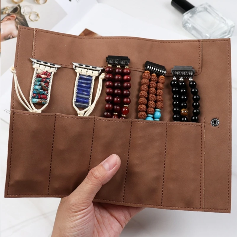 Luxury Watch Storage Roll Stylish Solution for Travel Smartwatch Case with Band Organizers Handmade Canvas Watch Pouches