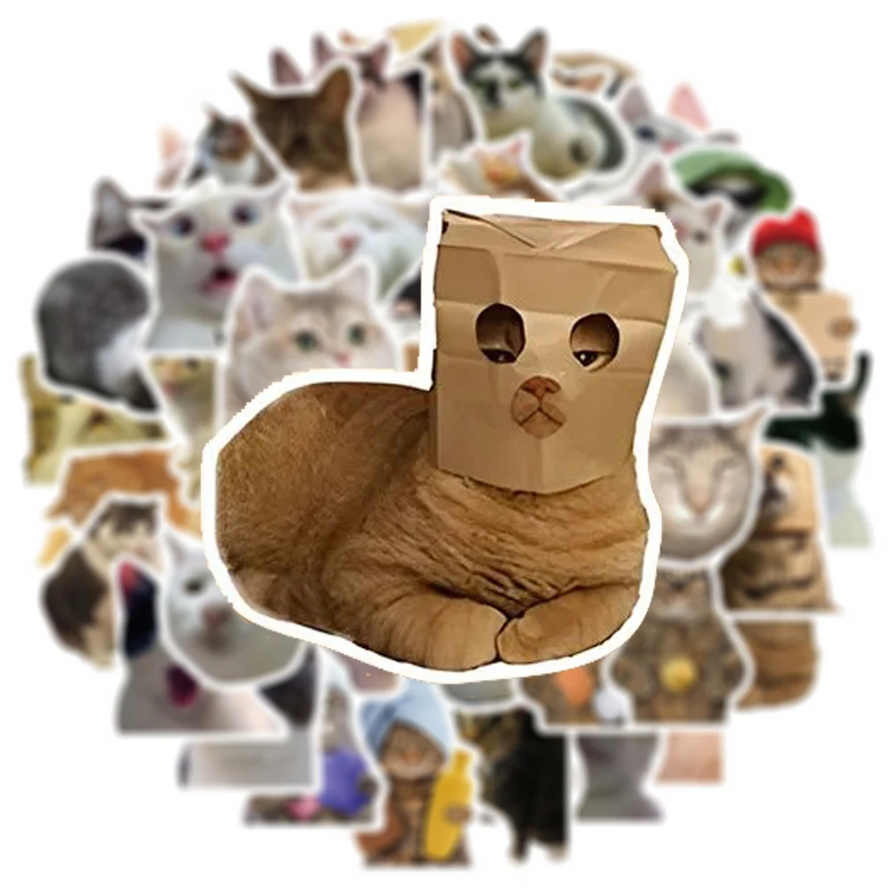 10/30/50pcs Funny Cat MEME Stickers Waterproof DIY Luggage Motorcycle Guitar Car Bike Cute Expression Decoration Sticker Decals