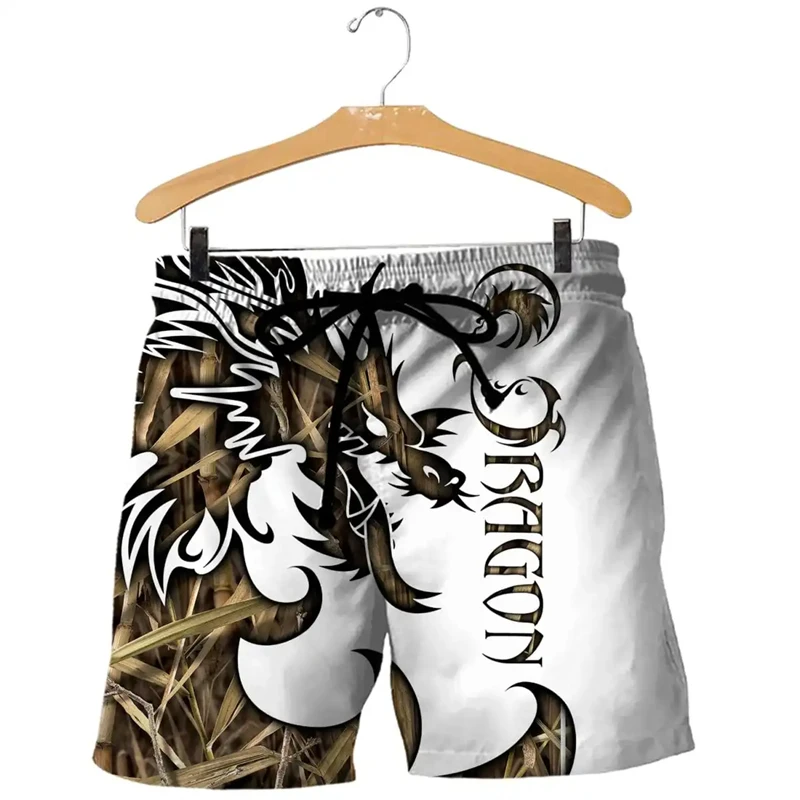 2024 Hot Sale Summer New Fashion Short Pants Oversized Dragon 3d Print Personality Sportwear Gym Shorts Trunks Holiday Swimsuit