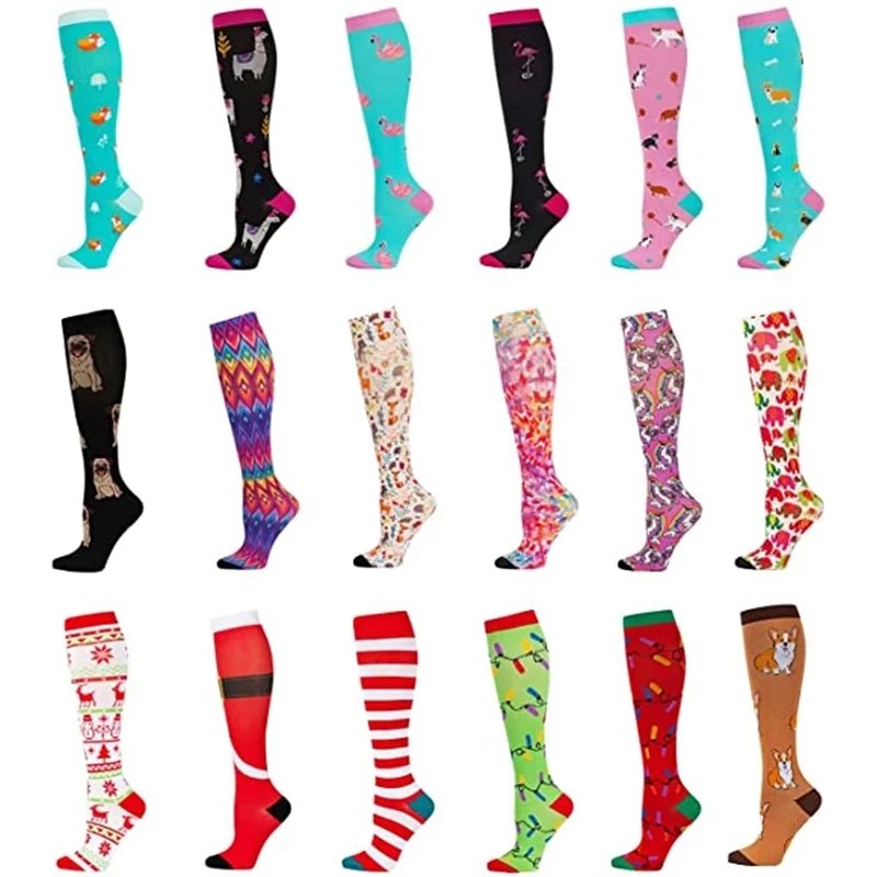 Compression Socks Men\'s Varicose Veins Diabetes Women\'s Long Tube Sports Socks Running Riding Medical Nurse Blood Circulation