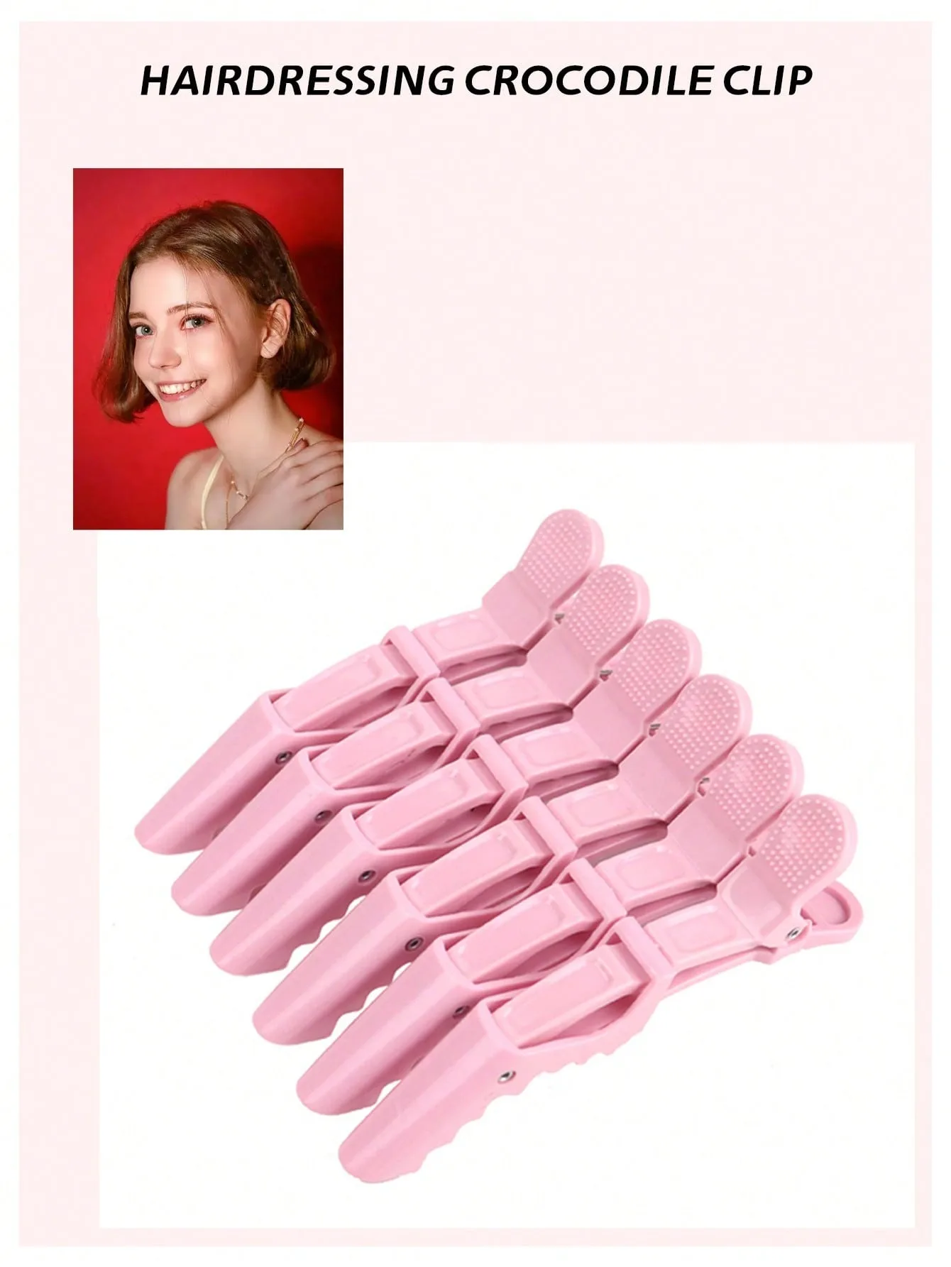 6pcs plastic crocodile clips, professional hair salon, durable and traceless makeup Korean hair clips Special for real hair wigs