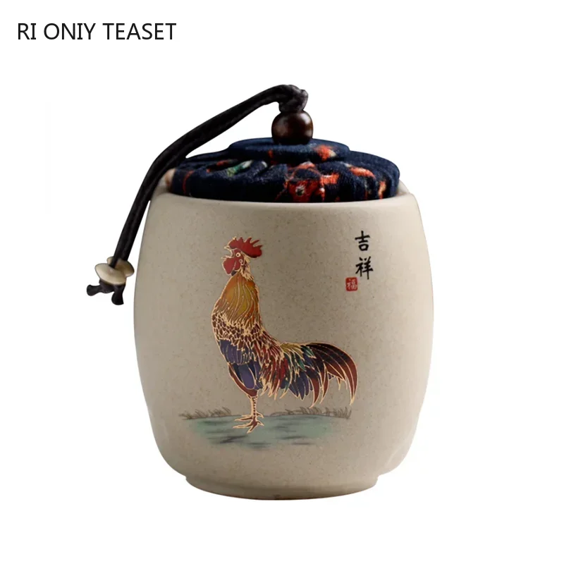 Chinese Stoneware Tea Caddy Ceramic Sealed Tea Leaf Organizer Candy Containers Travel Portable Tea Box Coffee Storage Tank