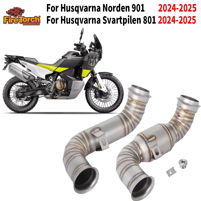 

Надевается для Husqvarna Norden 901 Svartpilen 801 2024 2025 мотоциклетная выхлопная система Escape Moto с датчиком O2, среднее звено трубы