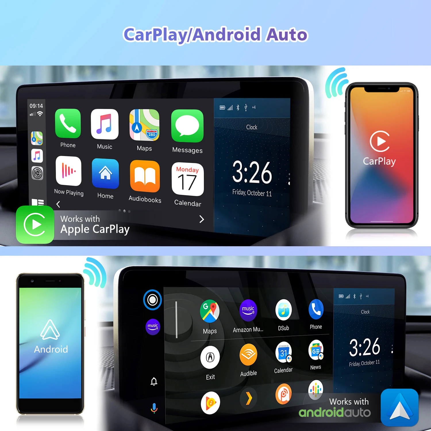 Ottocast U2X Wireless Android Auto CarPlay 2 In 1 Adapter Plug and Play for Original Wired CarPlay Car Best Price Great Deal