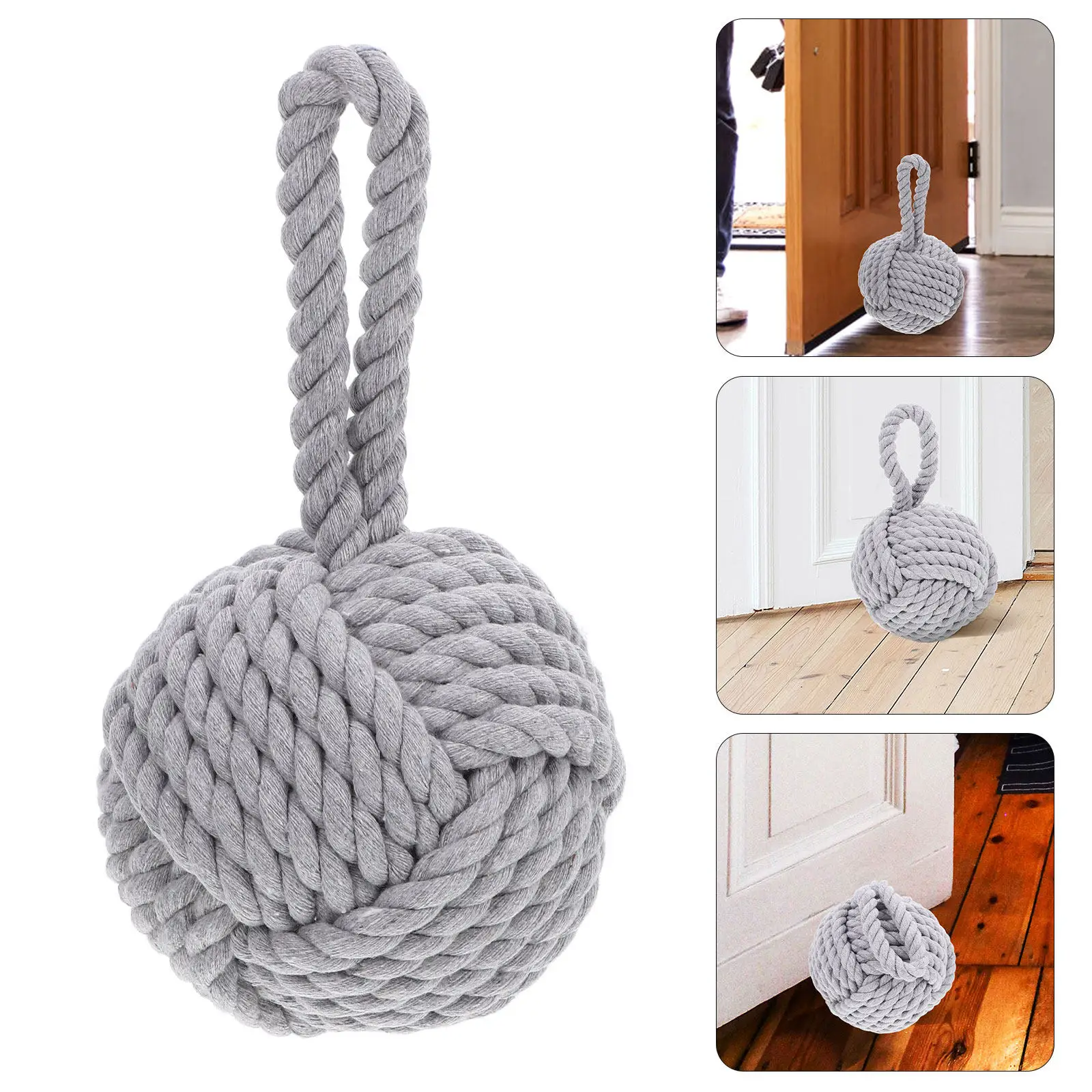 

Decorative Door Stopper Heavy Duty Ball Door Stop Anti Collision for Floor Household Wall Protection Cotton Linen Material