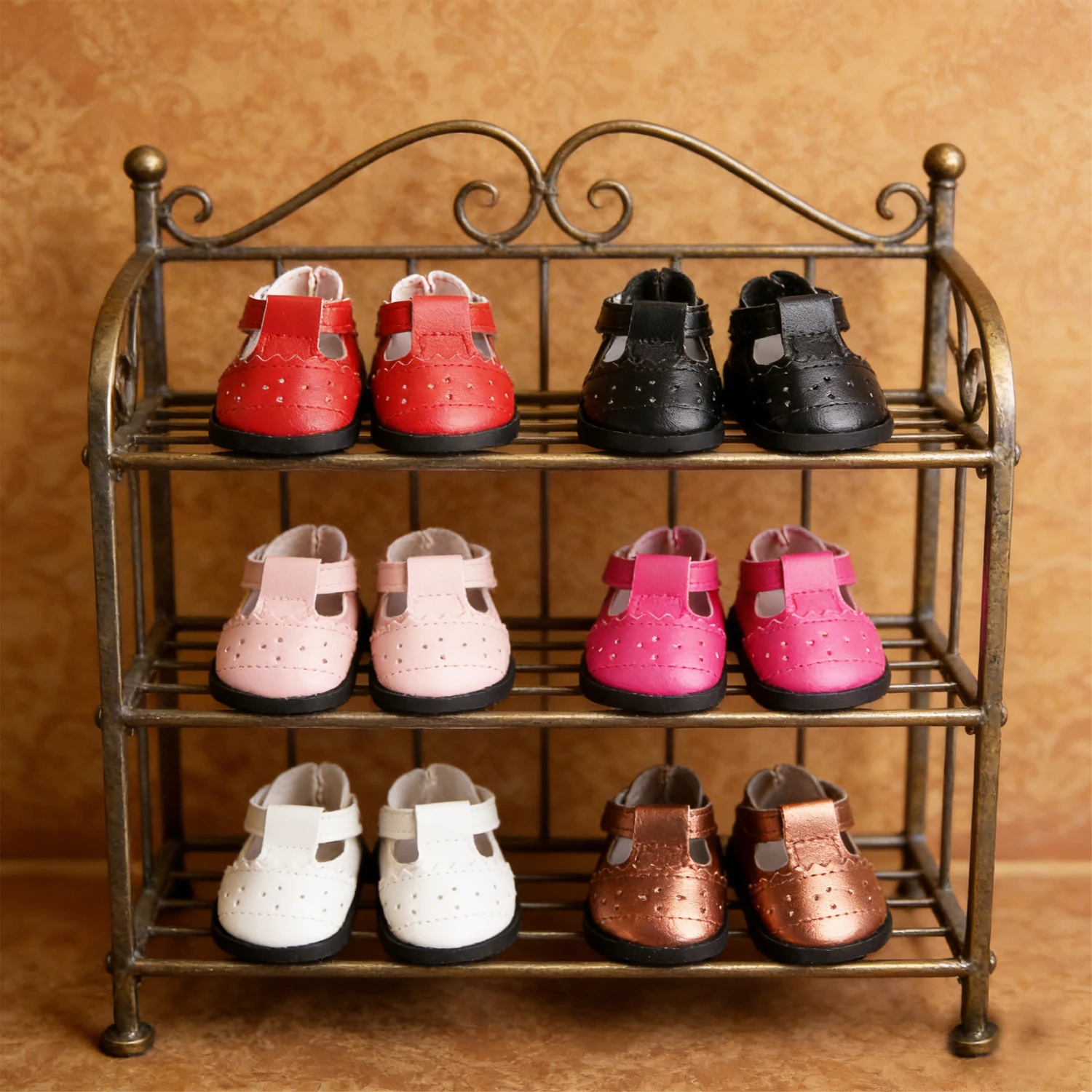 

Mini PU Leather Shoes 7cm for 18-inch American Doll Cute Hole-Hole Shoes for 43cm Baby Newborn Girls Doll Footwear OG,DIY Toy