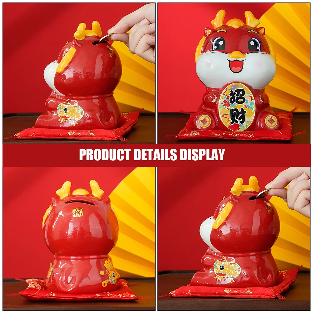 

Zodiac Dragon Piggy Bank Ceramic Dragon Coin Bank Money Saving Jar Desktop Ornament New Year Gift New Year Money Jar