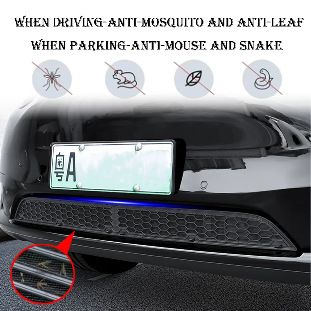 For Tesla Model 3/Y Highland 21-24 Lower Bumper Anti Insect Net Anti Dust Proof Inner Vent Grille Cover Insect-proof Front Cover
