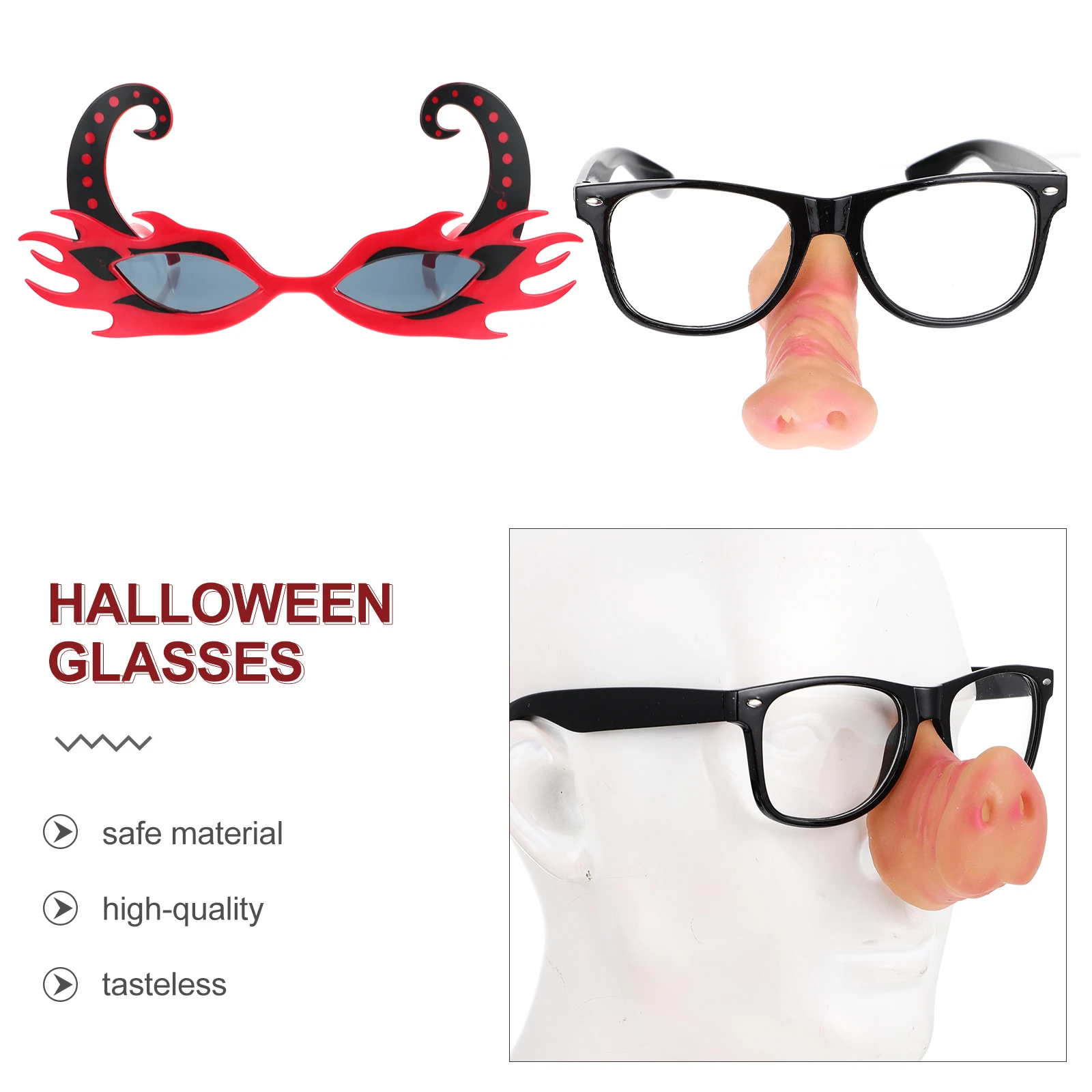 4 szt. Okulary Imprezowe Halloween Śmieszne Karnawał Maskarada Małe Lekkie Unikalny Design Idealne Rekwizyty do Zdjęć