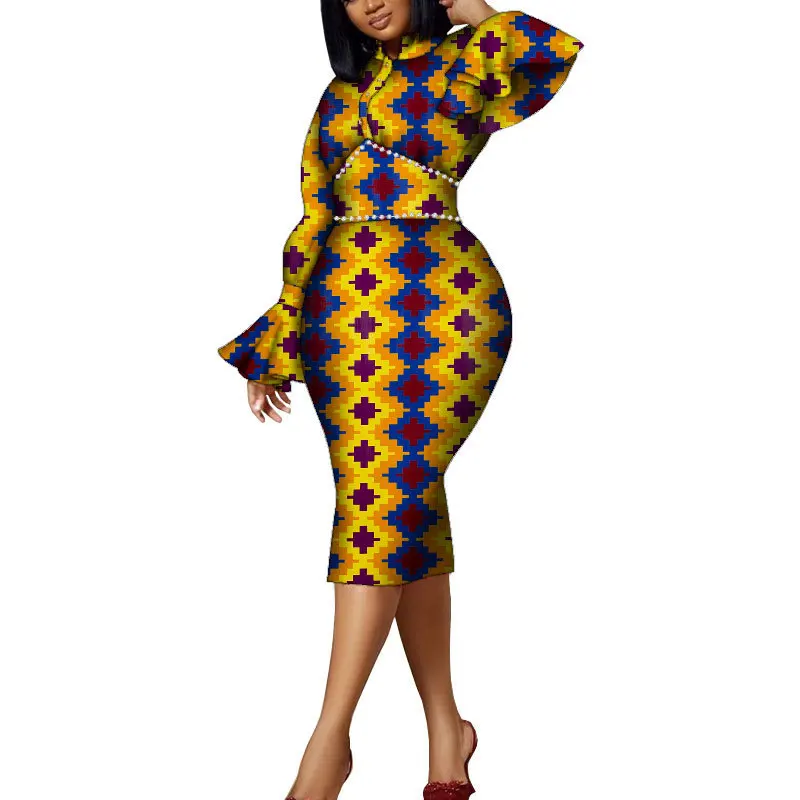 African Elegant Dress Women New Style Bazin Riche Plus Size Dashiki Print Office Outing Elegant Lady Party Clothing