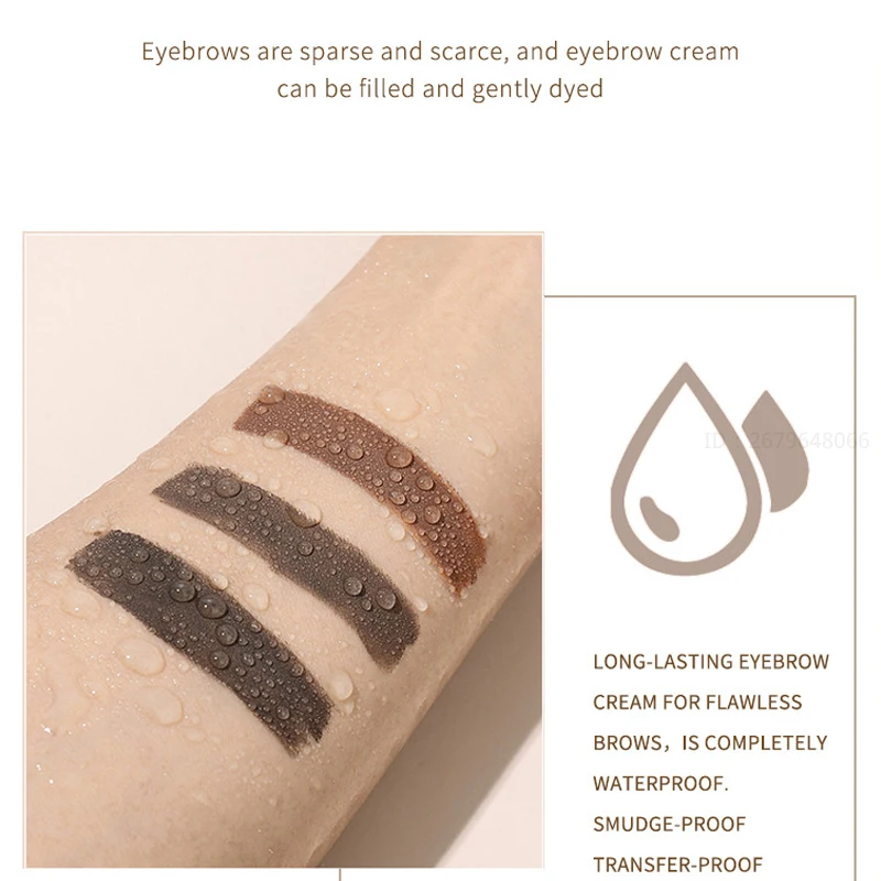 Crema de cejas a prueba de agua, lápiz de cejas salvaje Natural, resistente al sudor, antidecoloración, antimanchas, maquillaje suave de cejas, 3 colores