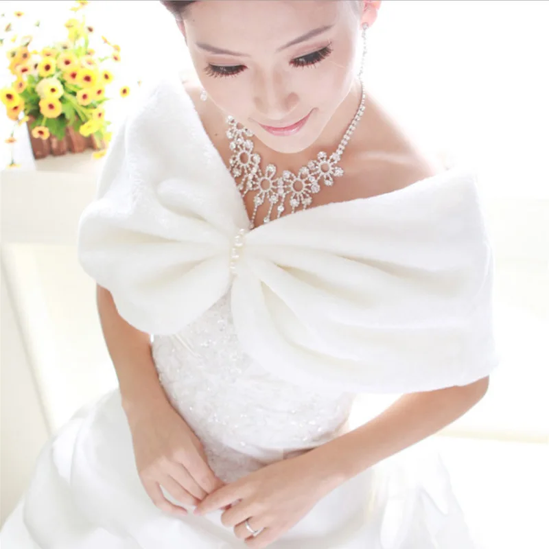 Bridal Wedding Dress Pullover Shawl Short Plush Pullover Beaded Shawl Spring, Autumn and Winter White Warm Waistcoat