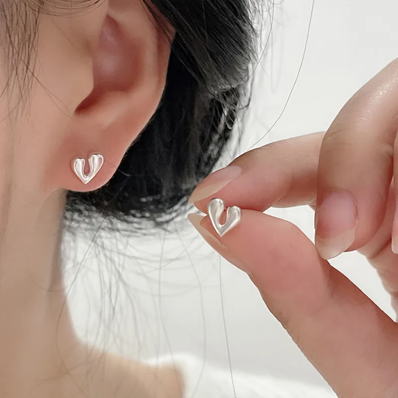 

Silver Stud Earrings Gold Color Lines Square Elegant Geometric Heart Punk For Women Girl Gift Jewelry Dropshipping Wholesale