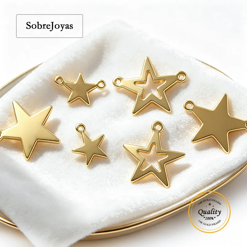 

14K Gold Filled Star Charm Pendant 8MM/14MM Gold Connectors for Necklace & Earring DIY Jewelry Accessories
