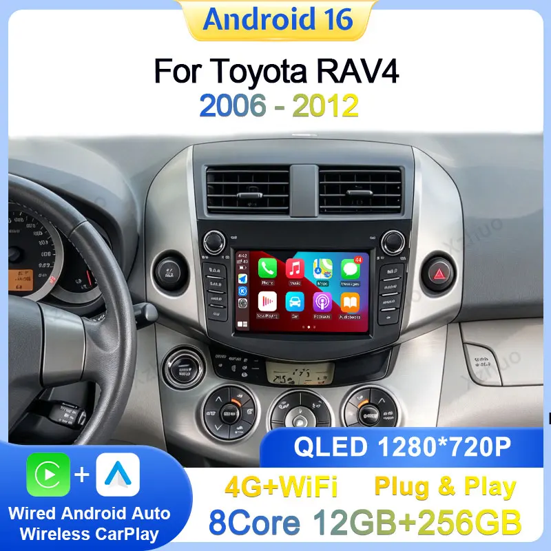 7 inch For Toyota RAV4  2006-2012 Car Radio DSP Stereo Intelligent  System  Wireless CarPlay WiFi Touch Screen  Accessories QELD