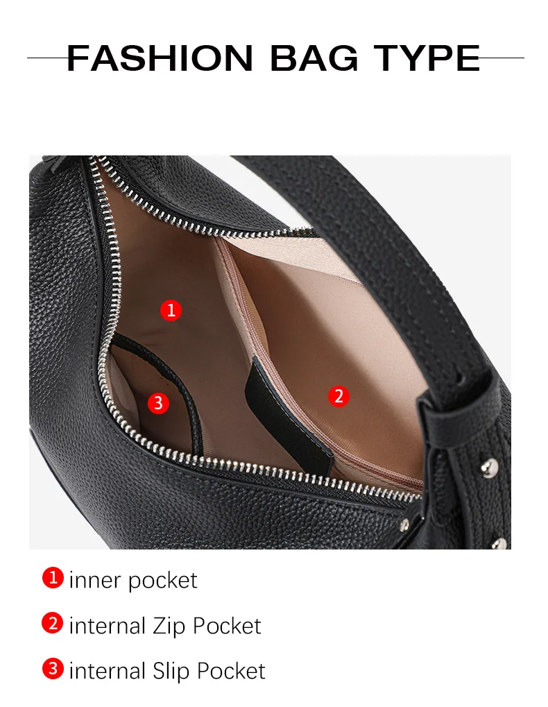 Hobo-Tasche aus genarbtem Rindsleder für Damen mit zwei Trageriemen, weichem Rindsleder und Einzel-Schulterriemen für den täglichen Freizeitgebrauch. – Detail 7