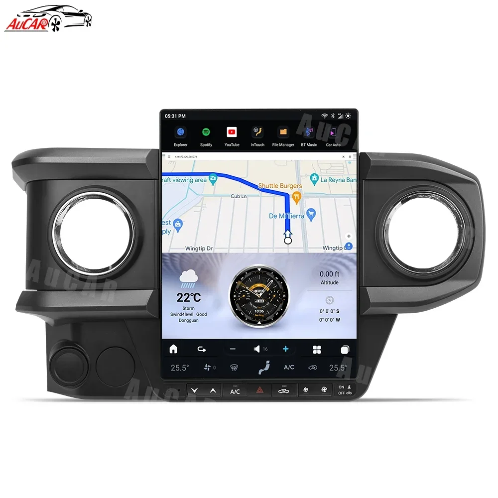 AuCar T-Style Car Stereo Android 13.0 Head Unit Car DVD Player Car Radio For Toyota Tacoma 2016-2023 14.0 Inch