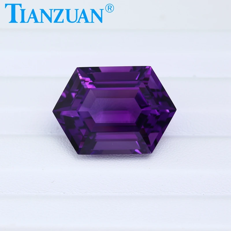 Natural Amethyst Vivid Purple Color Hexagon Shape Brilliant Cut Loose Gem Stone with GRC Certified