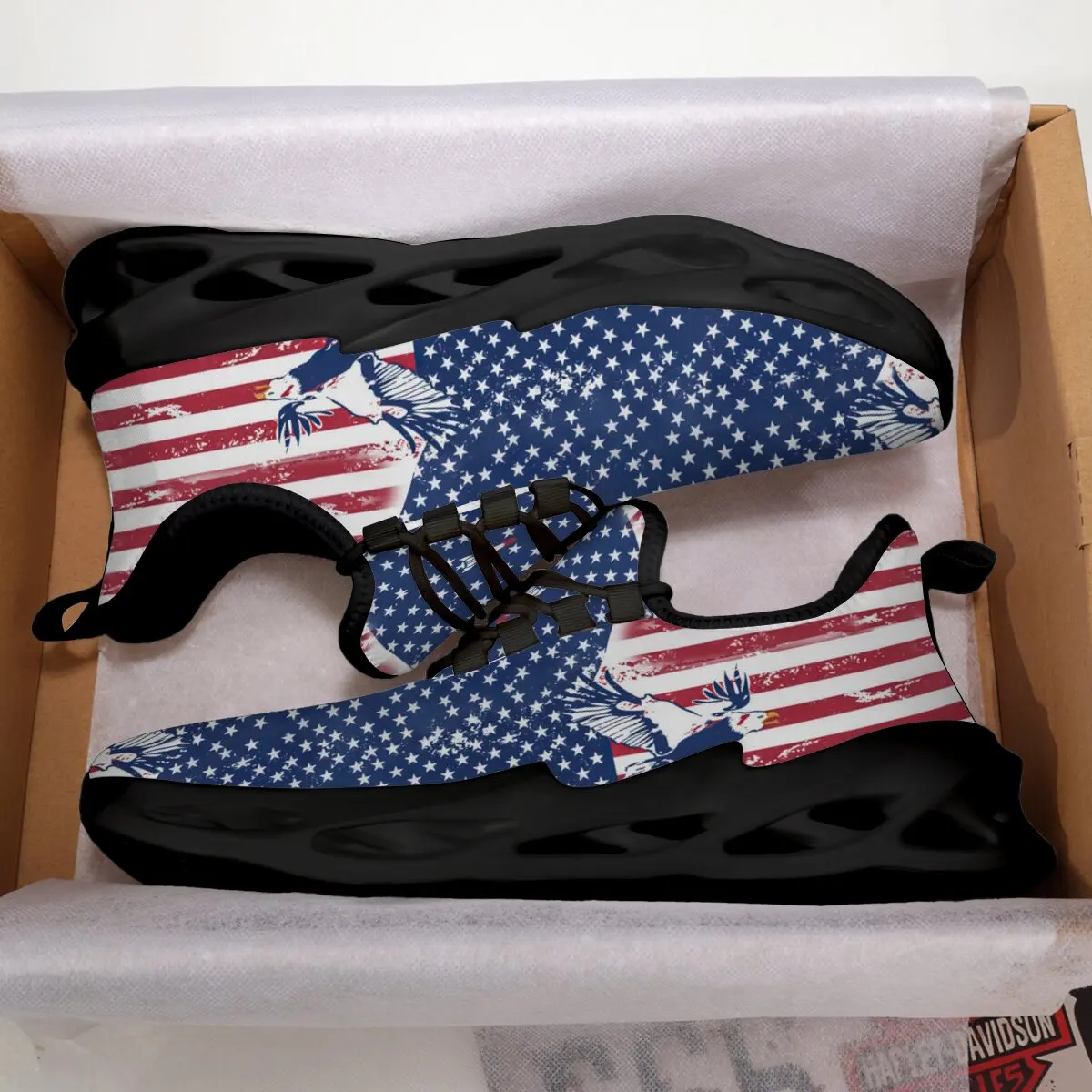 

Flying Woven Parent-child Shoes National Flag Pattern Two-color Two-tone Soft-soled Lace-up Flat Low-top Casual Sports Shoes